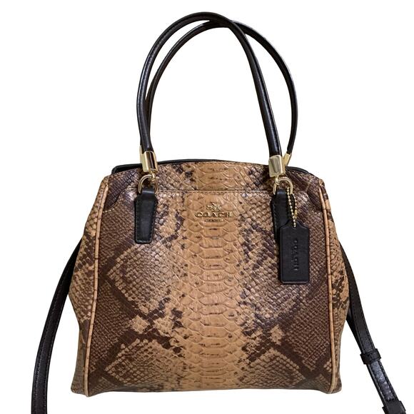 COACH Brown Snakeskin Embossed Leather MINETTA Satchel w/Long Strap F35271 - Picture 1 of 16